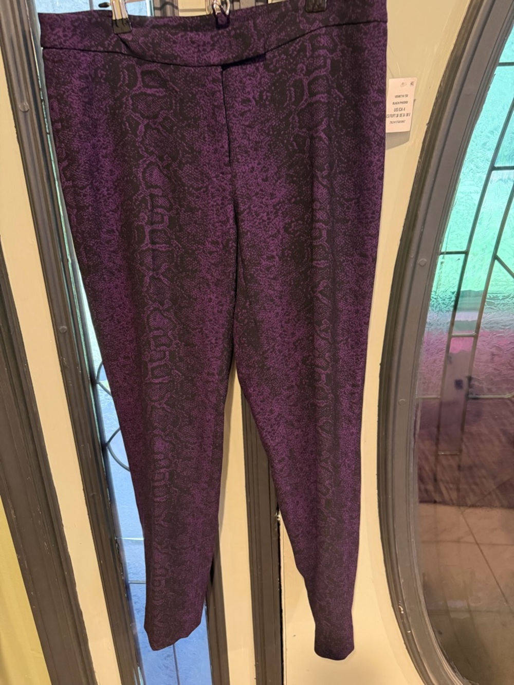 Vintage NWT Anne Klein Purple Snake-Print Stretch Trousers